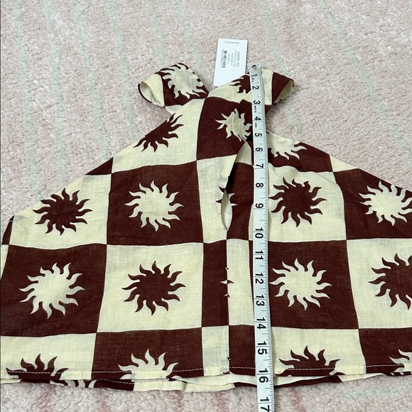 NWT Petal & Pup Cream and Brown Checkered Sun Pattern Halter Top Size Small - Picture 9 of 11